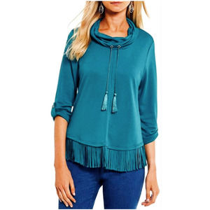 Ruby Rd. Teal tassel detail top